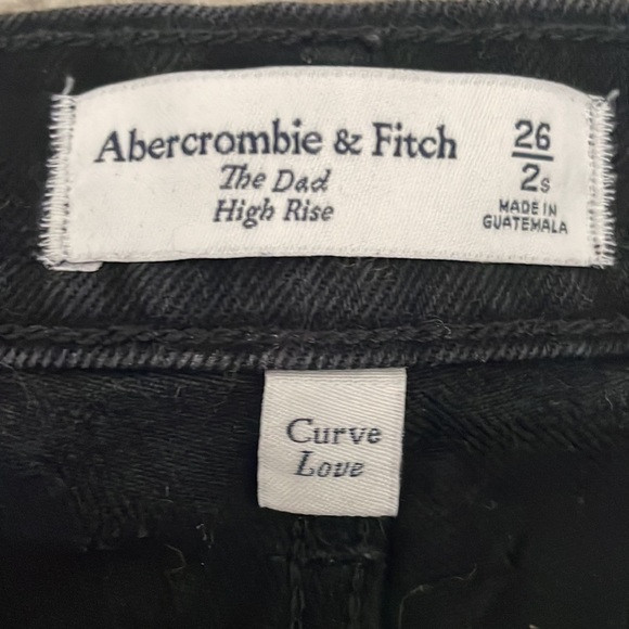 Abercrombie Curve Love The Dad High Rise Black Rinse Wash - Picture 5 of 6